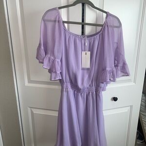 Lavender Ruffle Sleeve Dress